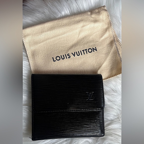 Authentic LOUIS VUITTON Elise Wallet Black Epi Leather Compact Trifold LO1910 - Picture 2 of 13